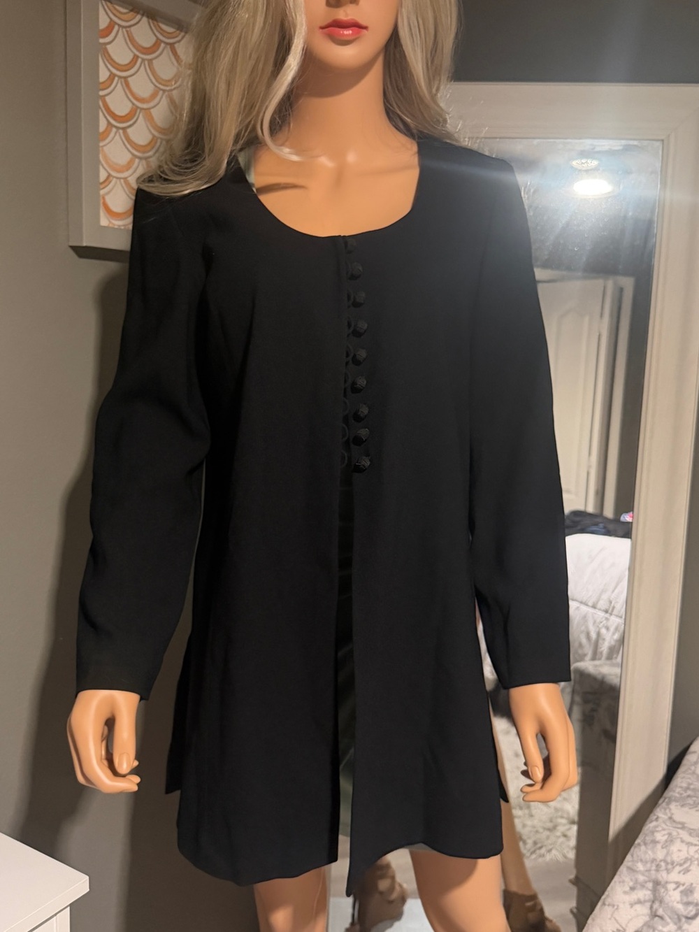 Liz Claiborne Black Blazer Top with Round Neckline